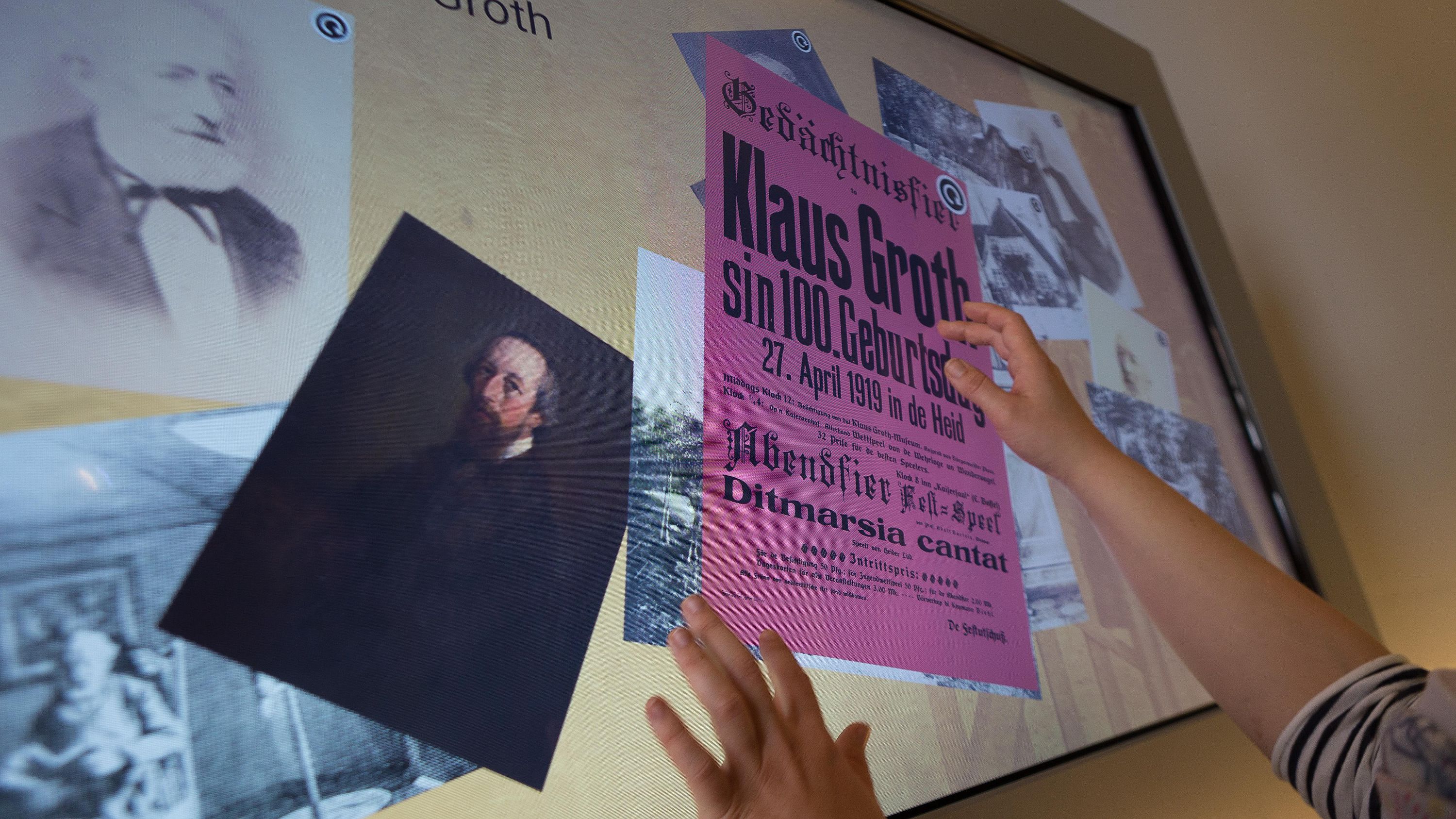 Interkativer Multimediatisch im Klaus Groth Literaturhaus mit weiterem Bildmaterial und Hintergrundinfos zu Klaus Groths Leben und Werk